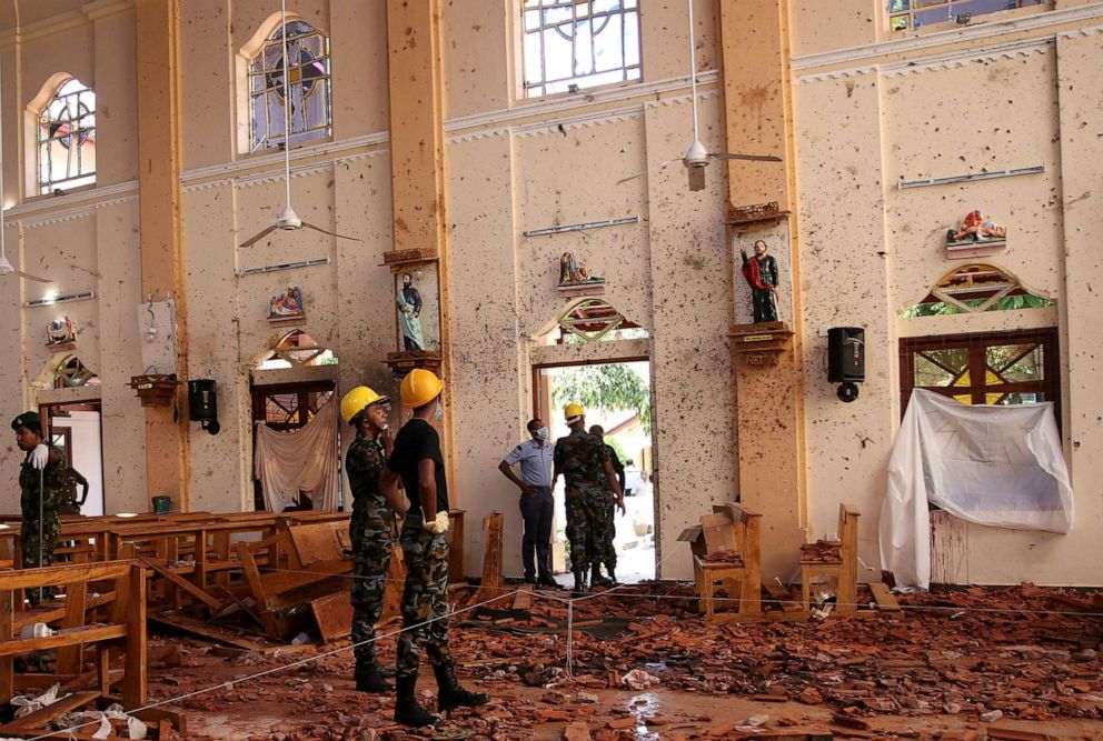 PHOTO: A view of the damage at St. Sebastian Catholic Church, after bomb blasts ripped through churches and luxury hotels on Easter, in Negombo, Sri Lanka April 22, 2019.