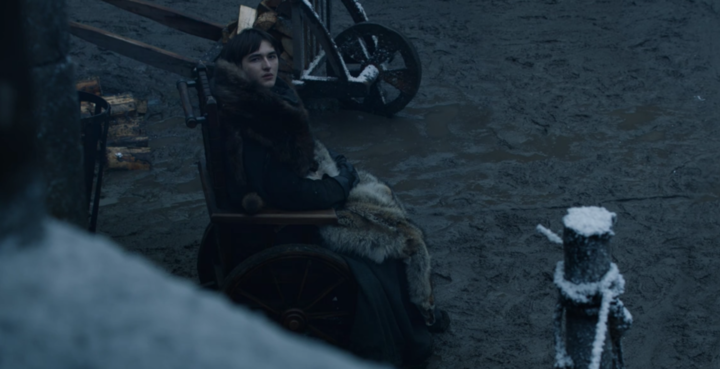 Bran also looking at Tyrion in Season 8, Episode 1.