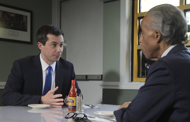 Buttigieg went to Harlem and had lunch with civil rights leader Rev. Al Sharpton&nbsp;to talk about criminal justice issues a