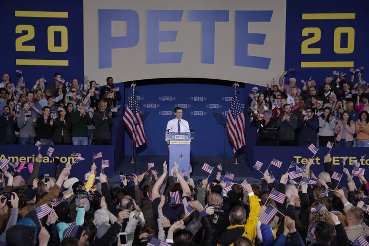 Pete Buttigieg announced his presidential bid on April 14, 2019 at a rally in South Bend, Indiana. He is currently the mayor 