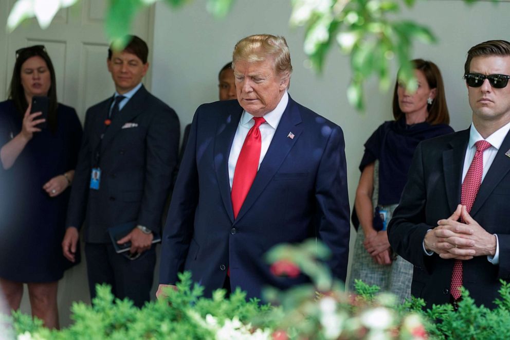 PHOTO: President Donald Trump arrives for an event om the Rose Garden at the White House in Washington, May 6, 2019.