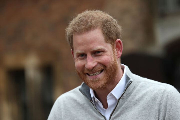 The Duke of Sussex speaks to members of the media at Windsor Castle on May 6, 2019.