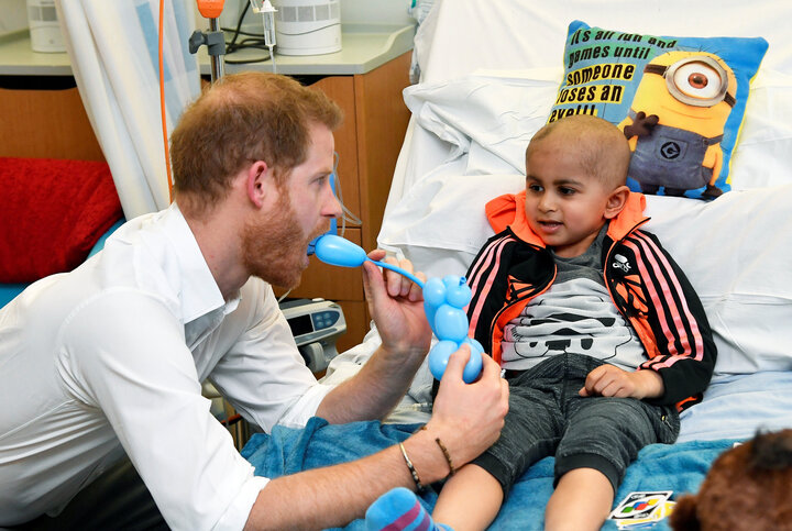The&nbsp;Duke of Sussex plays with a patient as he visits the Oxford Children's Hospital in Oxford on May 14. His visit highl