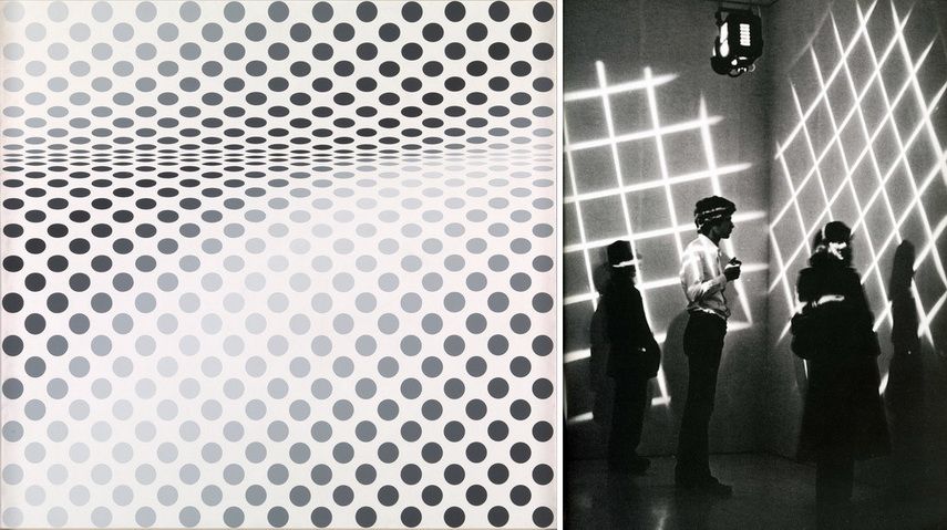 Left Bridget Riley - Hesitate Right Gianni Colombo - After Structures
