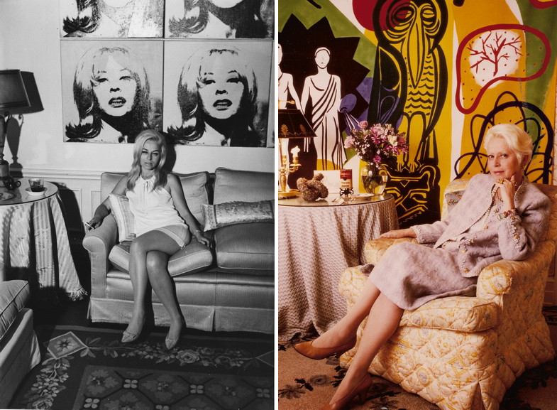Left Holly at home with Andy Warhol portrait Right Holly in her New York Apartment