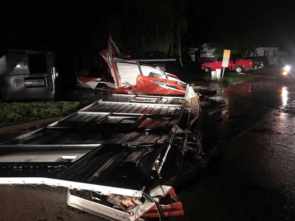 PHOTO: Severe damage was reported in El Reno, Okla., after a tornado hit a hotel and mobile home park on Saturday, May 25, 2019.