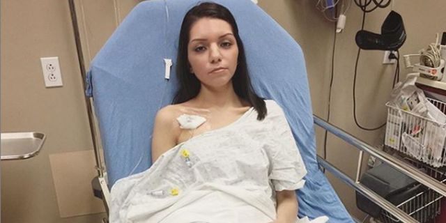 Claudia Martinez in March 2018 when she was receiving IV fluids at the emergency room in what was an "incredibly frustrating" situation.