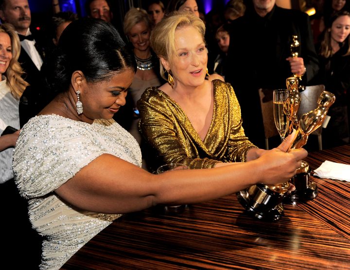 Octavia Spencer and Meryl Streep with their Academy Awards in 2012.