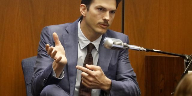 Ashton Kutcher testifies in the murder trial of Michael Gargiulo in Los Angeles Superior Court on Wednesday. 