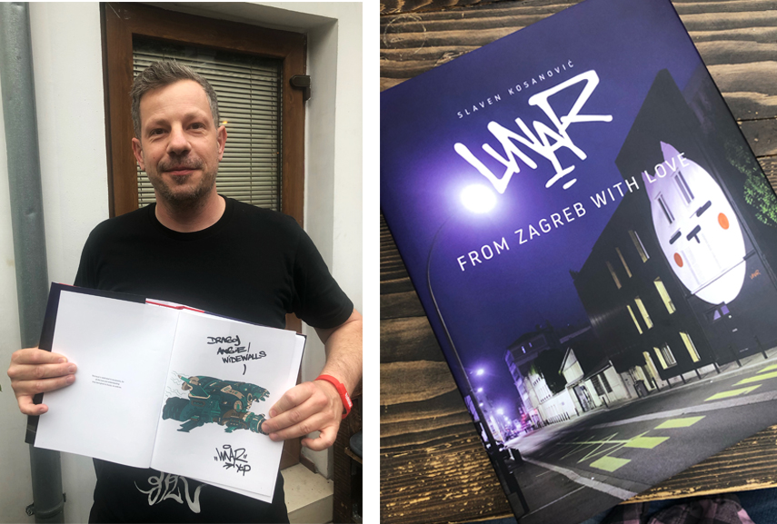 Lunar with his From Zagreb With Love book with a special dedication to Widewalls