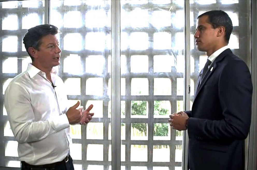 PHOTO: ABC News Ian Pannell interviews Venezuelan opposition leader and self-proclaimed acting president Juan Guaido.