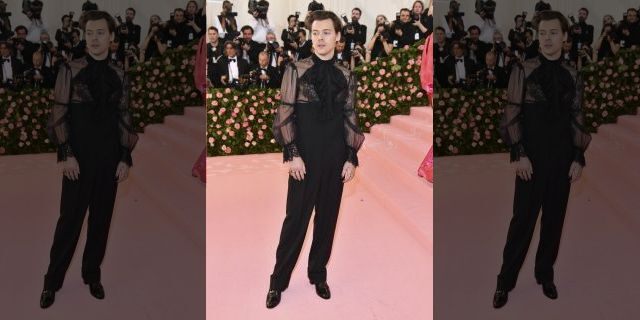 Harry Styles, in a Gucci outfit, makes his Met Gala debut.