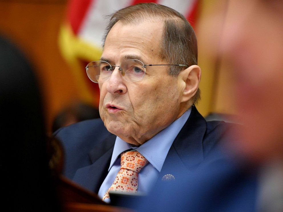 PHOTO: Chairman of the House Judiciary Committee,Rep. Jerry Nadler, speaks during a hearing where former White House lawyer Don McGhan is expected to testify on the Mueller report, on Capitol Hill in Washington, D.C., May 21, 2019. 