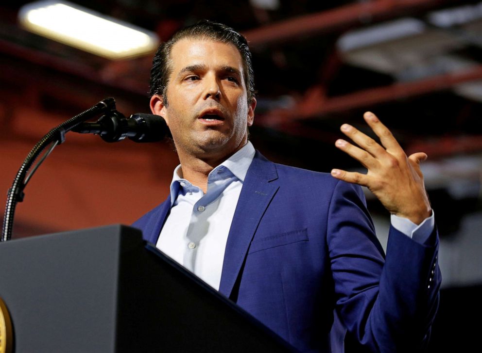 PHOTO: Donald Trump, Jr. speaks at a Make America Great Again rally in Great Falls, Mont., July 5, 2018.