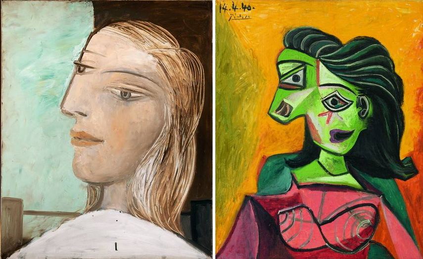 Left Pablo Picasso - Portrait de femme profil Right Pablo Picasso - Buste de femme