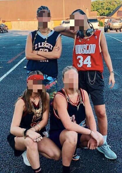 A photo of Memorial High School students dressed for "Thug Day" at school.&nbsp;