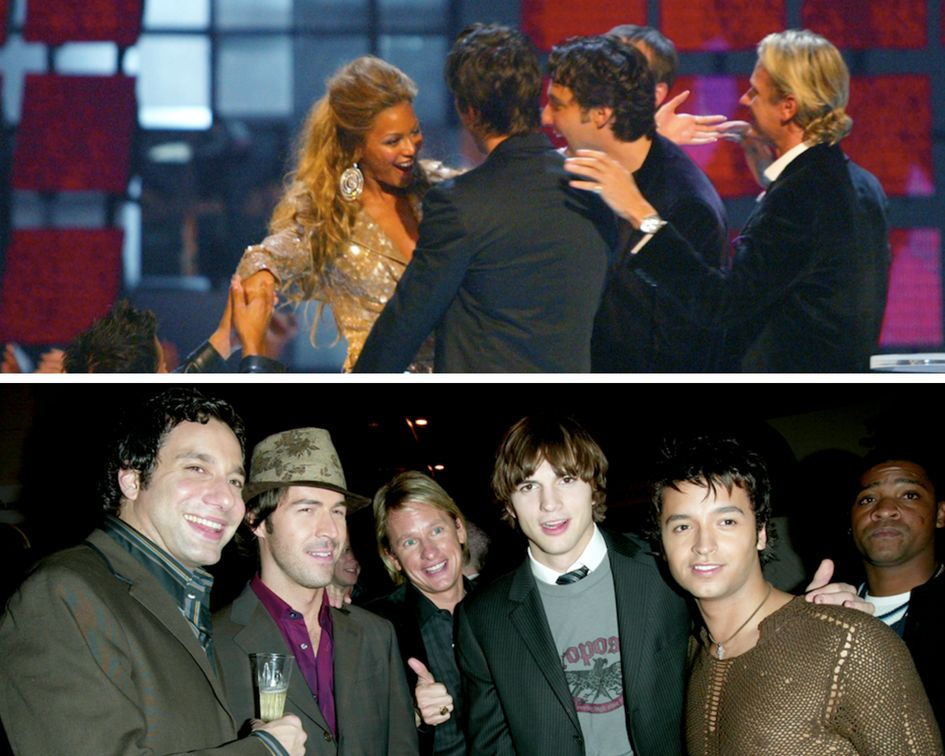 Top image: Beyonc&eacute; at the 2003 MTV Video Music Awards. Bottom image: Ashton Kutcher at&nbsp;VH1's Big In 2003 Awards.