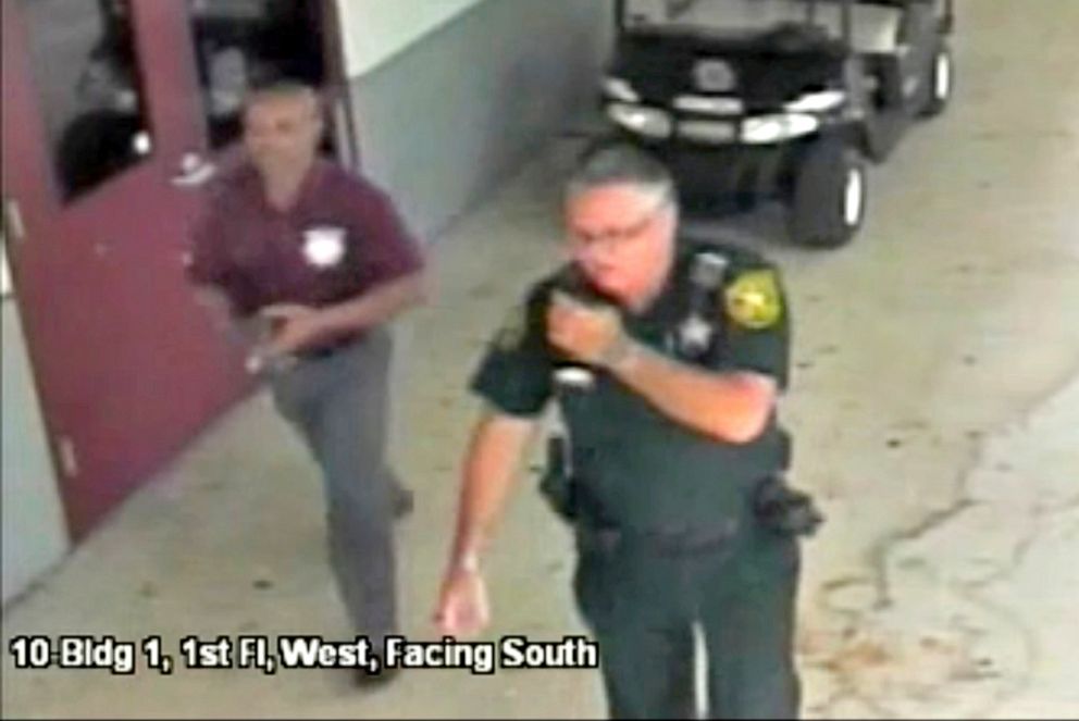 PHOTO: Then-Broward County Sheriffs Deputy Scot Peterson, who was assigned to Marjory Stoneman Douglas High School during the Feb. 14, 2018 shooting, is seen in this still image captured from the school surveillance video released, March 15, 2018.