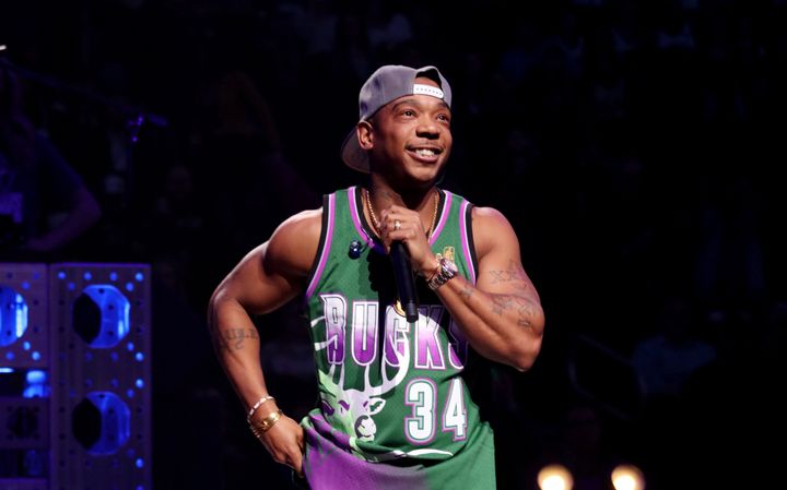 Ja Rule performs during halftime of the Minnesota Timberwolves and Milwaukee Bucks game on Feb. 23 in Milwaukee. The rapper h