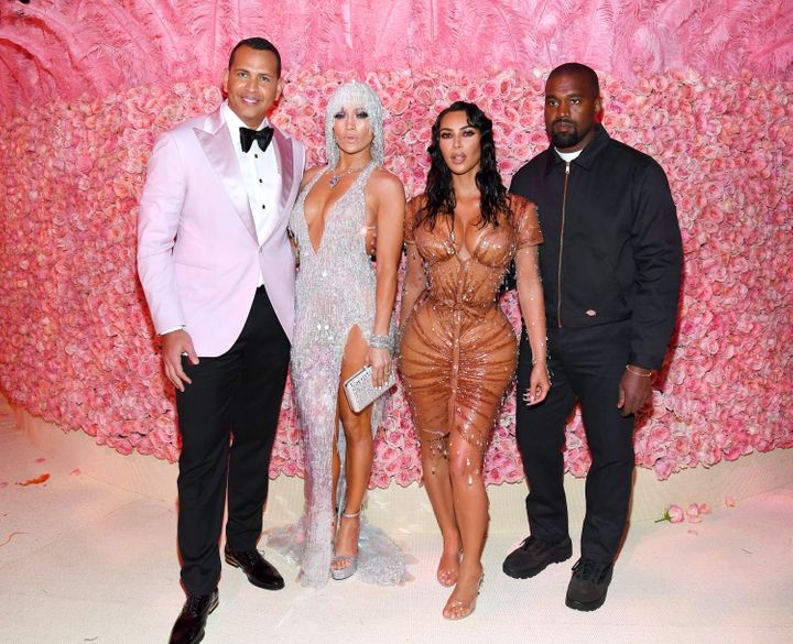 Alex Rodriguez, Jennifer Lopez, Kim Kardashian and Kanye West at the Met Gala.