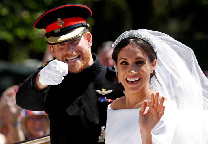 The Duke and Duchess on their wedding day on May 19, 2018.&nbsp;