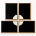 Darío Escobar, Circular Composition No. 04, 2019, polyptych of four framed pieces of motor oil on paper.