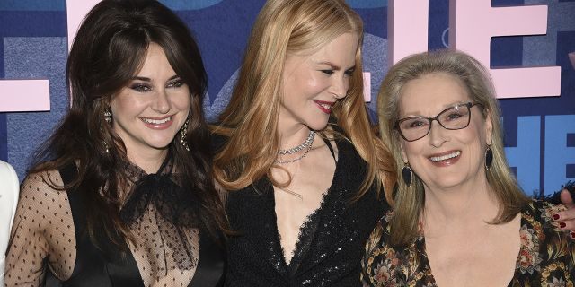 Shailene Woodley, from left, Nicole Kidman and Meryl Streep attend the premiere of HBO's "Big Little Lies" season two at Jazz at Lincoln Center on Wednesday, May 29, 2019, in New York. (Photo by Evan Agostini/Invision/AP)