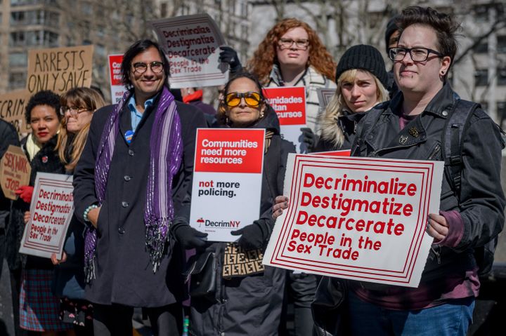 Protesters supporting a movement to decriminalize and decarcerate the sex trades in New York.