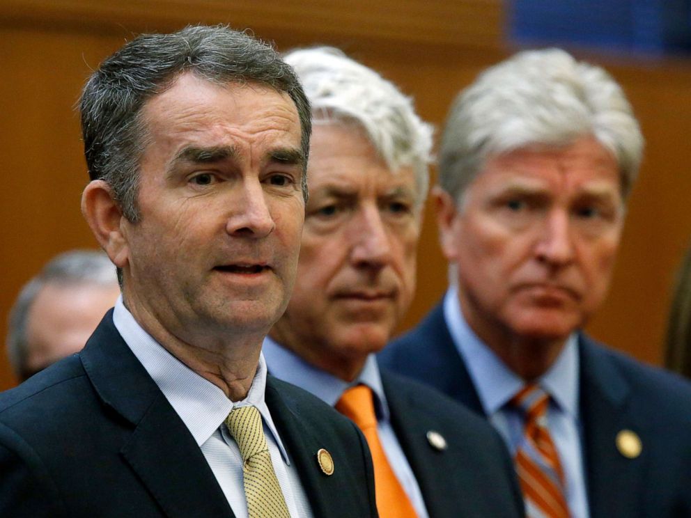 PHOTO:Virginia Gov. Ralph Northam makes remarks at a press conference dealing with gun violence while Attorney General Mark Herring, June 4, 2019.