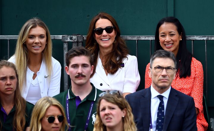 The Duchess of Cambridge with British tennis player Katie Boulter (left) and retired British tennis player Anne Keothavong (r