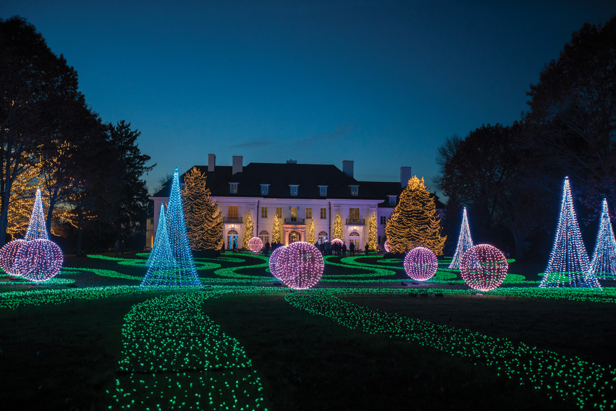 View of the Winterlights festival in front of the Lilly House. 