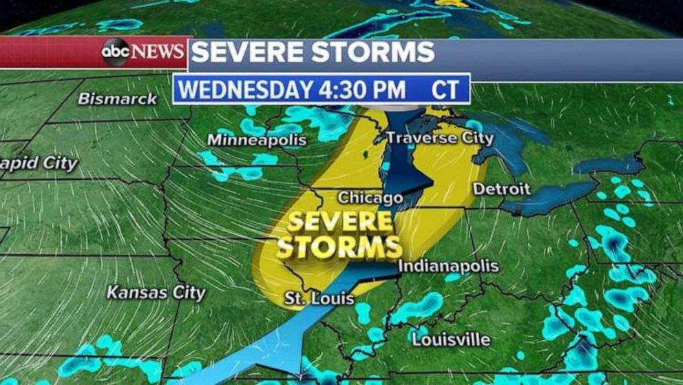PHOTO: Severe storms in the Midwest are expected to continue Wednesday afternoon.