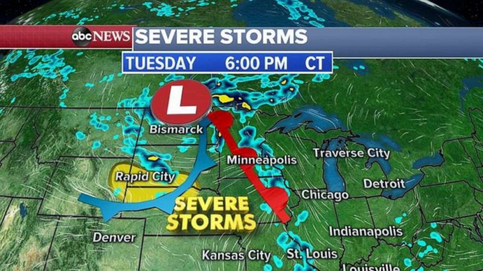 PHOTO: Severe storms are forecast to blanket much of the Upper Midwest on Tuesday.