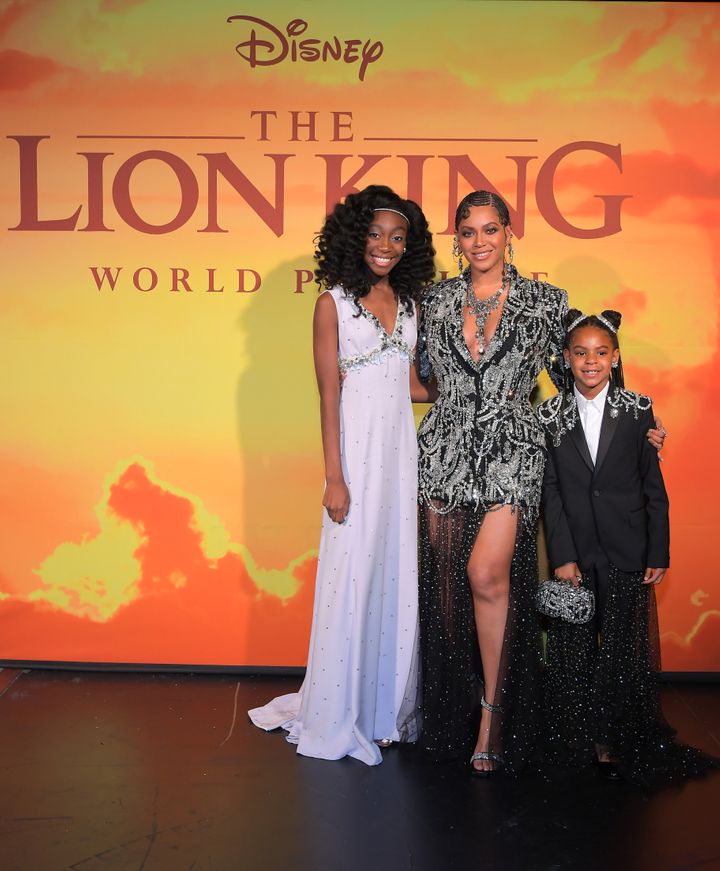 Shahadi Wright Joseph, who voices young Nala, and Beyonce Knowles-Carter, and Blue Ivy Carter.