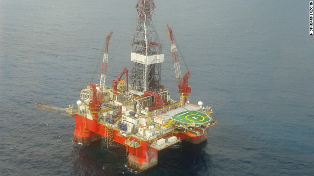 An exploration rig is used for finding deep-water oil reserves in the Gulf of Mexico.