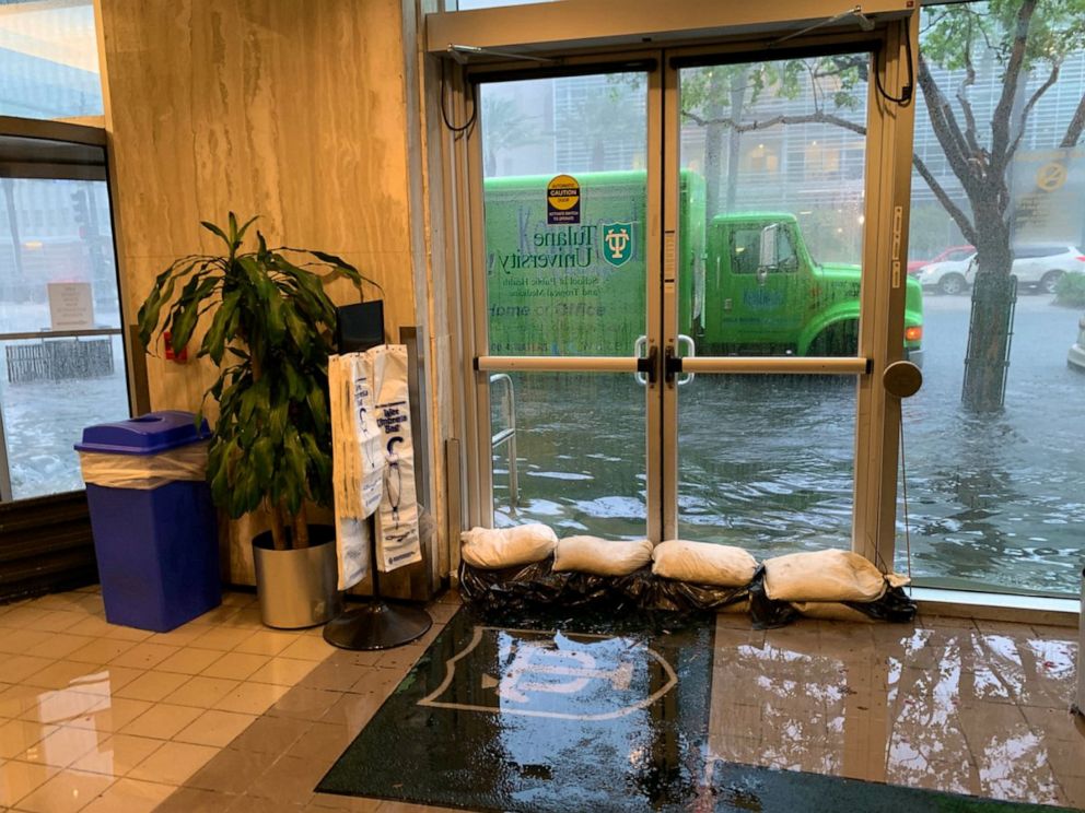 PHOTO: A Tulane University building floods in New Orleans, July 10, 2019.