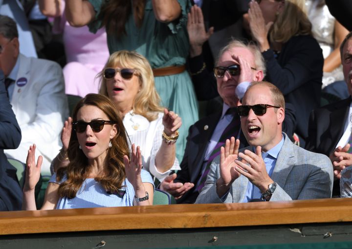 The two watching from the royal box on centre court during the men's final of the Wimbledon Tennis Championships on July 14.