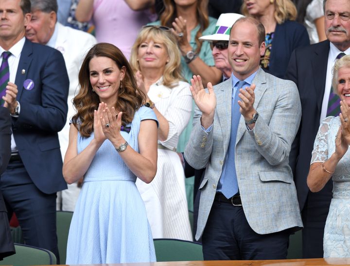 The Duke and Duchess of Cambridge during the match.&nbsp;