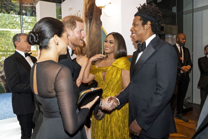 Prince Harry joins the conversation at the European premiere of "The Lion King" in London on Sunday.