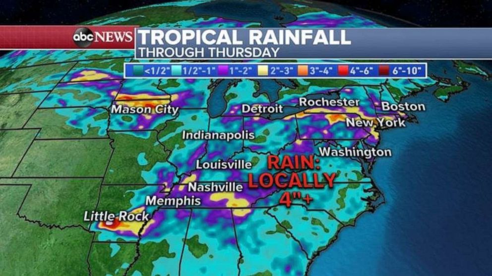 PHOTO: Rainfall in the eastern U.S. should continue through Thursday.