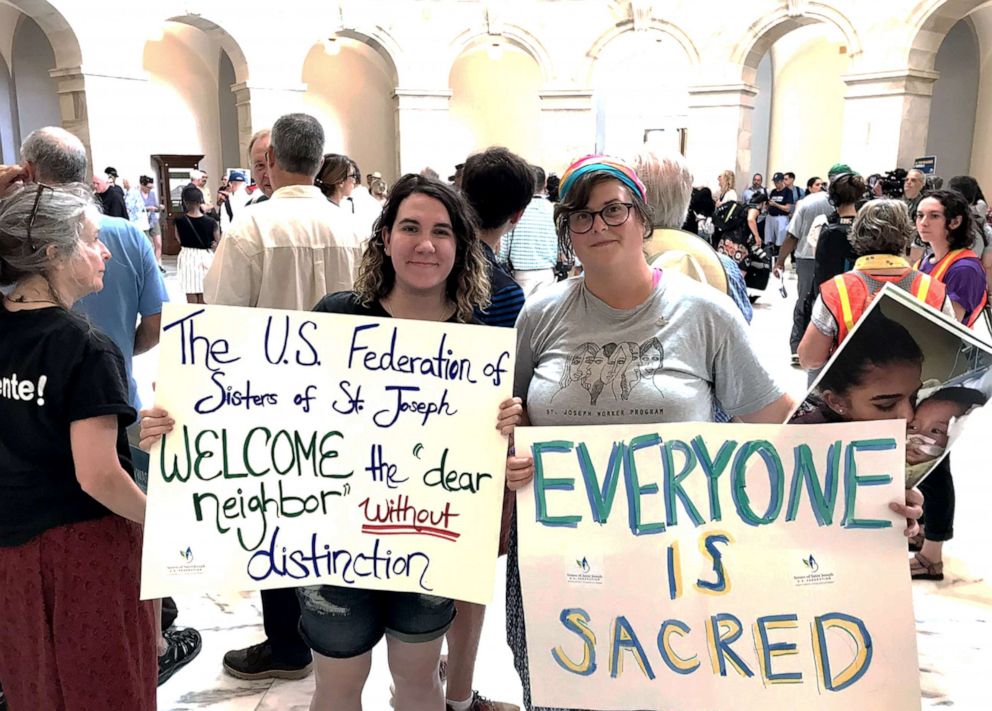 PHOTO: Protesters are pictured at the Capitol in Washington, D.C., July 18, 2019.