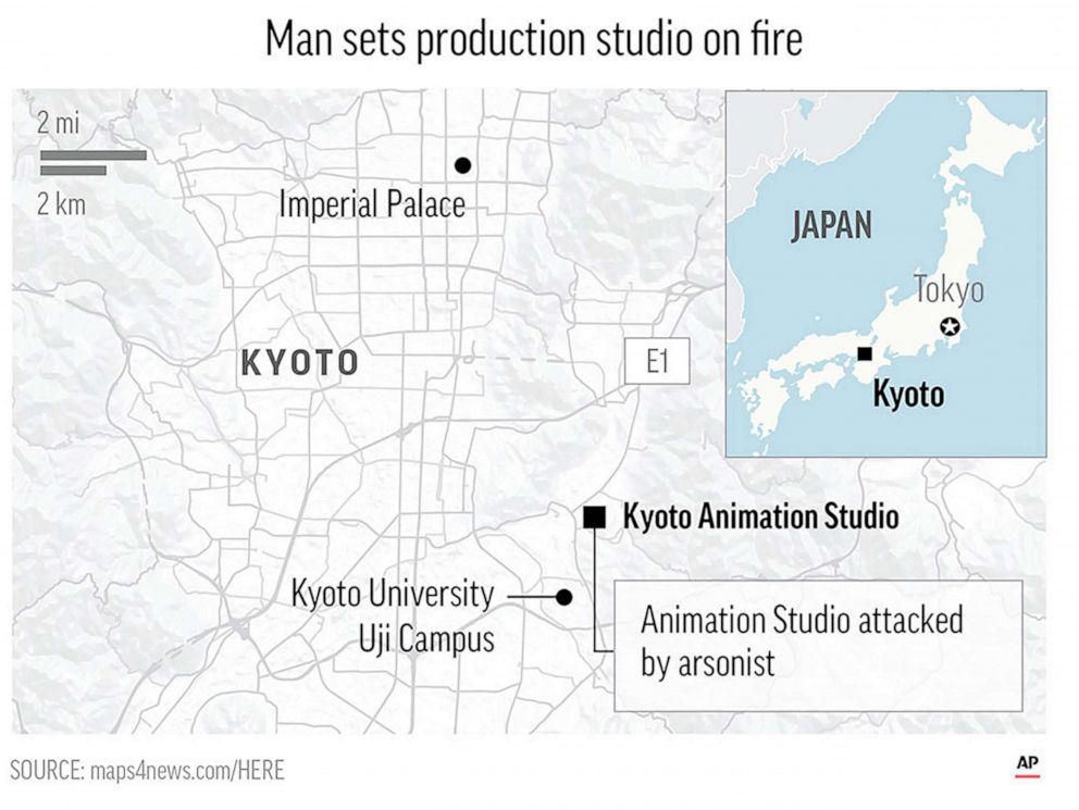 PHOTO: Kyodo Animation Studio attacked by arsonist
