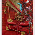 Pepe Mar, 'Red Leatherette,' 2019, mixed media on wood panel in artist's Plexi box