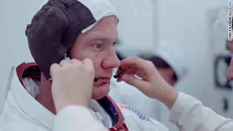 Buzz Aldrin prepares for takeoff, as seen in the &quot;Apollo 11&quot; documentary.