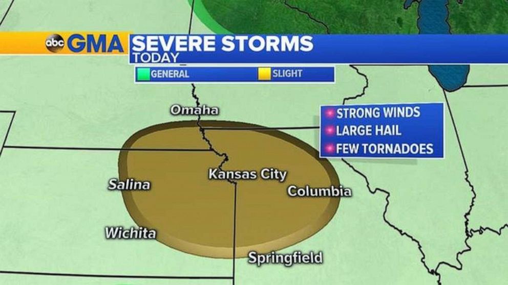 PHOTO: Severe weather is possible in northern Missouri and eastern Kansas on Sunday.