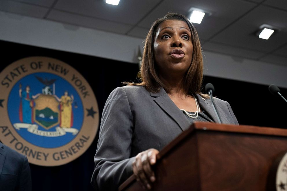 PHOTO: New York Attorney General Letitia James speaks during a press conference, June 11, 2019 in New York. 