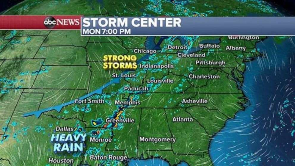 PHOTO: Strong storms are expected this evening in much of the U.S.