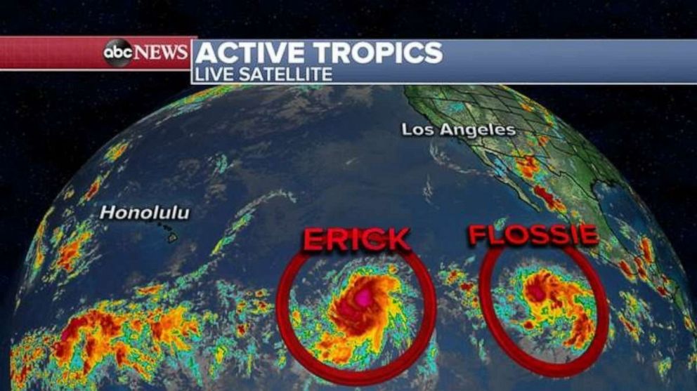 PHOTO: Satellites are tracking Erick and Flossie in the Pacific.