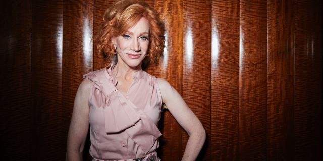 This July 16, 2019 photo shows Kathy Griffin posing for a portrait in New York to promote her film "Kathy Griffin: A Hell of a Story," in select theaters for one day only on July 31. (Photo by Matt Licari/Invision/AP)