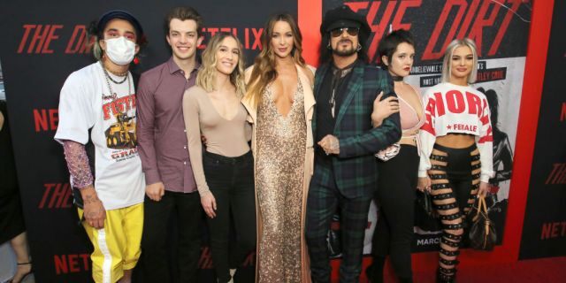 Courtney Sixx, Nikki Sixx and family attend the premiere of Netflix's 'The Dirt" at the Arclight Hollywood on March 18, 2019 in Hollywood, California. (Photo by Rachel Murray/Getty Images for Netflix)